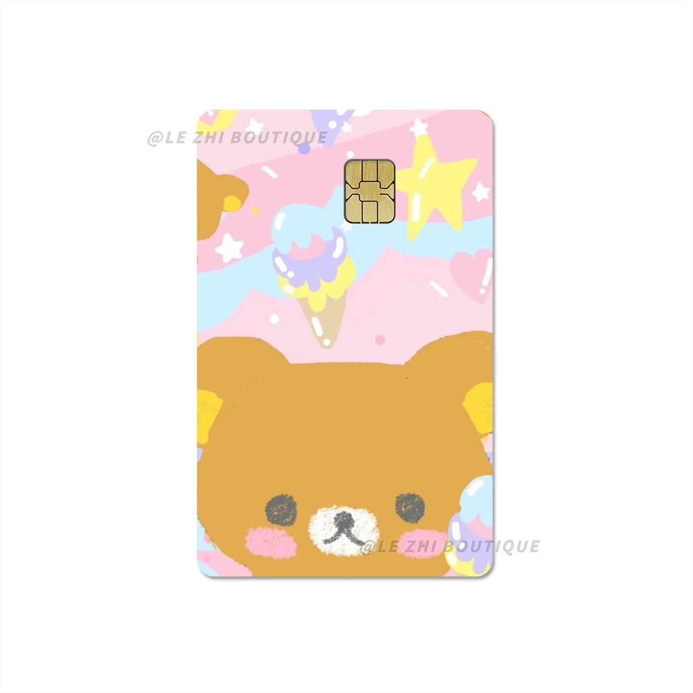 Japan Anime Cute Cartoon Bear Credit Debit Card Sticker Kawaii Bus Pass Diy Waterproof Small Chip Film Sticker Decoration