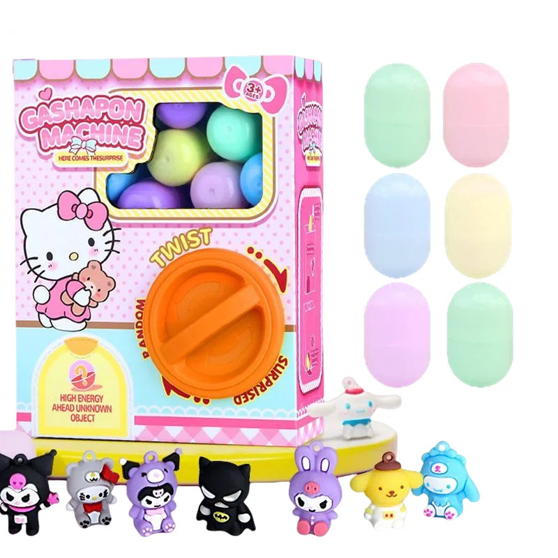 Kulomi Hello Kitty Action Figure DIY Egg Twisting Machine Surprise Mini Claw Doll Game Machine Blind Box Toys Children Gifts