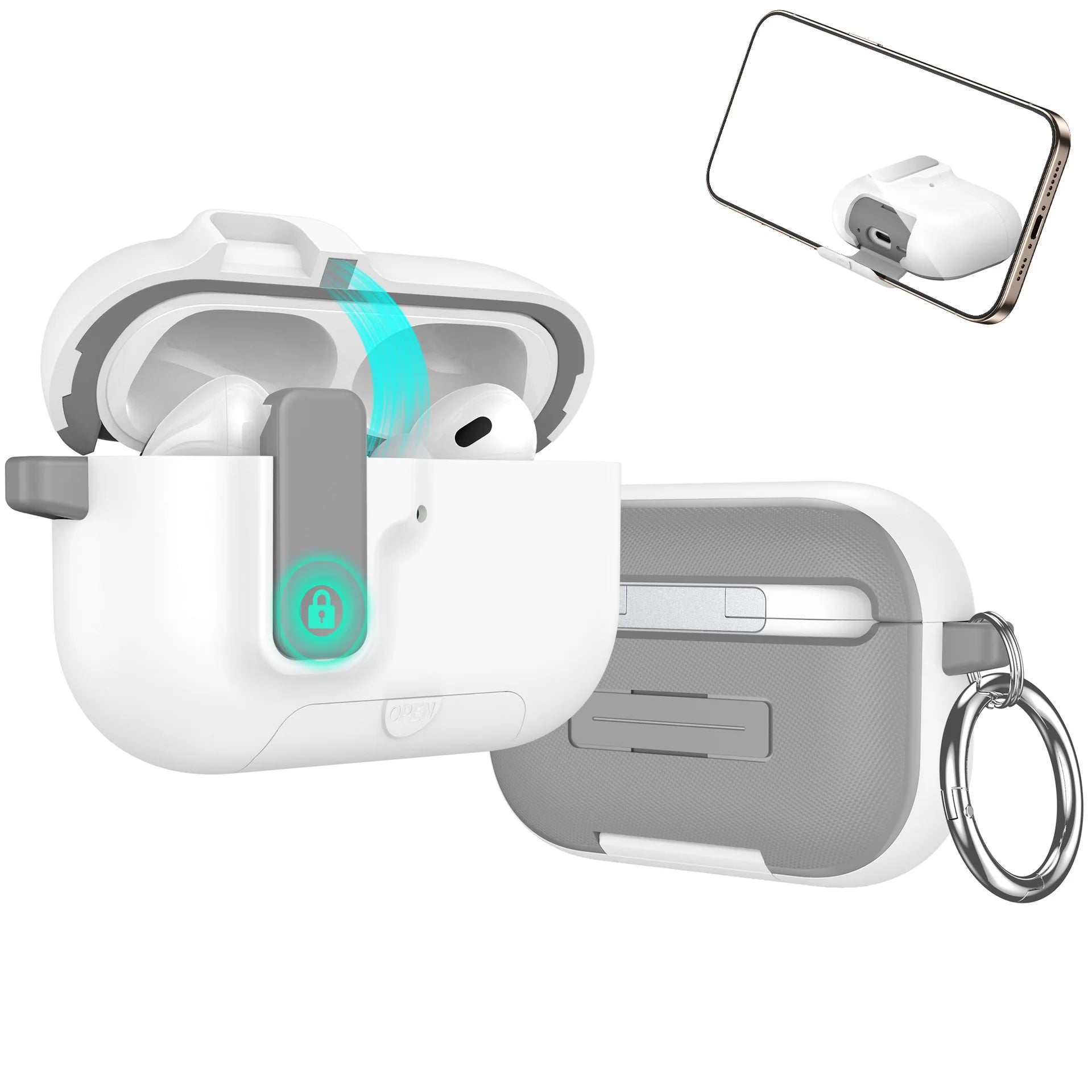 2025 for Airpods Pro 3 Protective Case Phone Stand Design with Cleaner Kit Magnetic Automatic Lock for Airpods Pro 3(Sand Stone)
