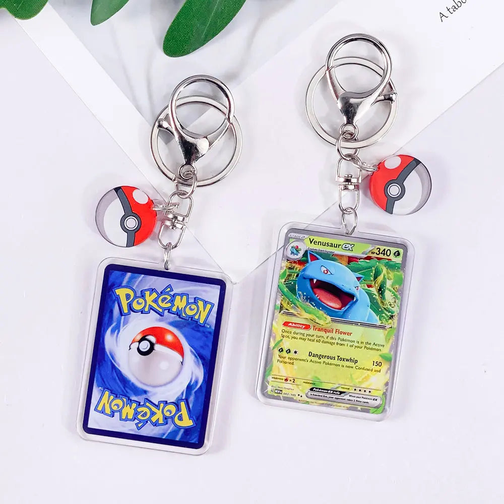 Pokémon Card Cute Acrylic Car Keychain Accessories Pikachu Charizard Gengar EeveeBag Charm Backpack Pendant Gifts For Friends
