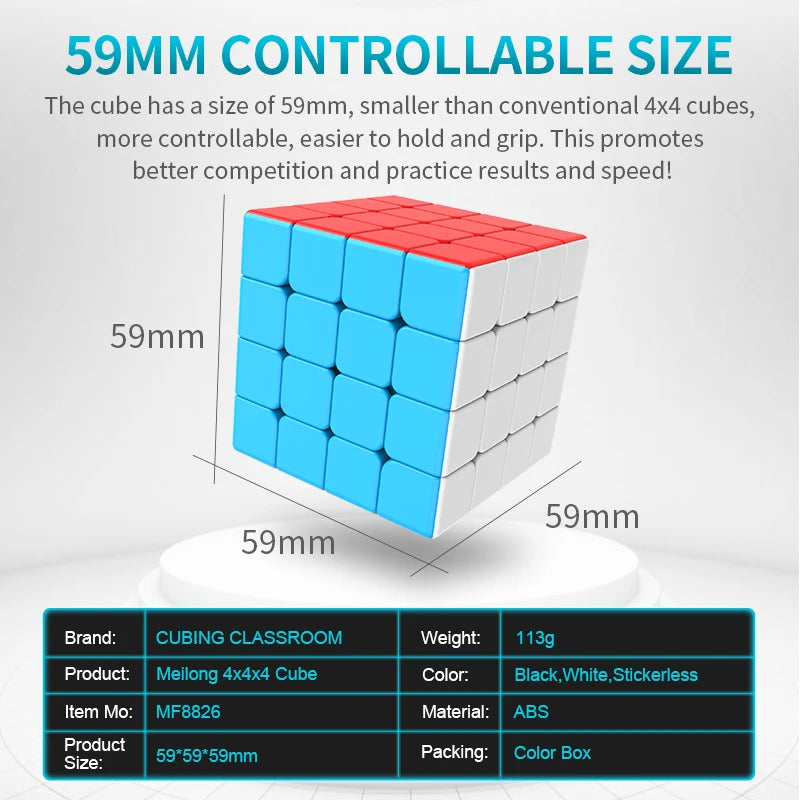 MoYu Meilong4 4x4x4 Magic Cube Meilong Stickerless Speed Cube Puzzle Children Gift Adult Educational Professional Fidget Toys