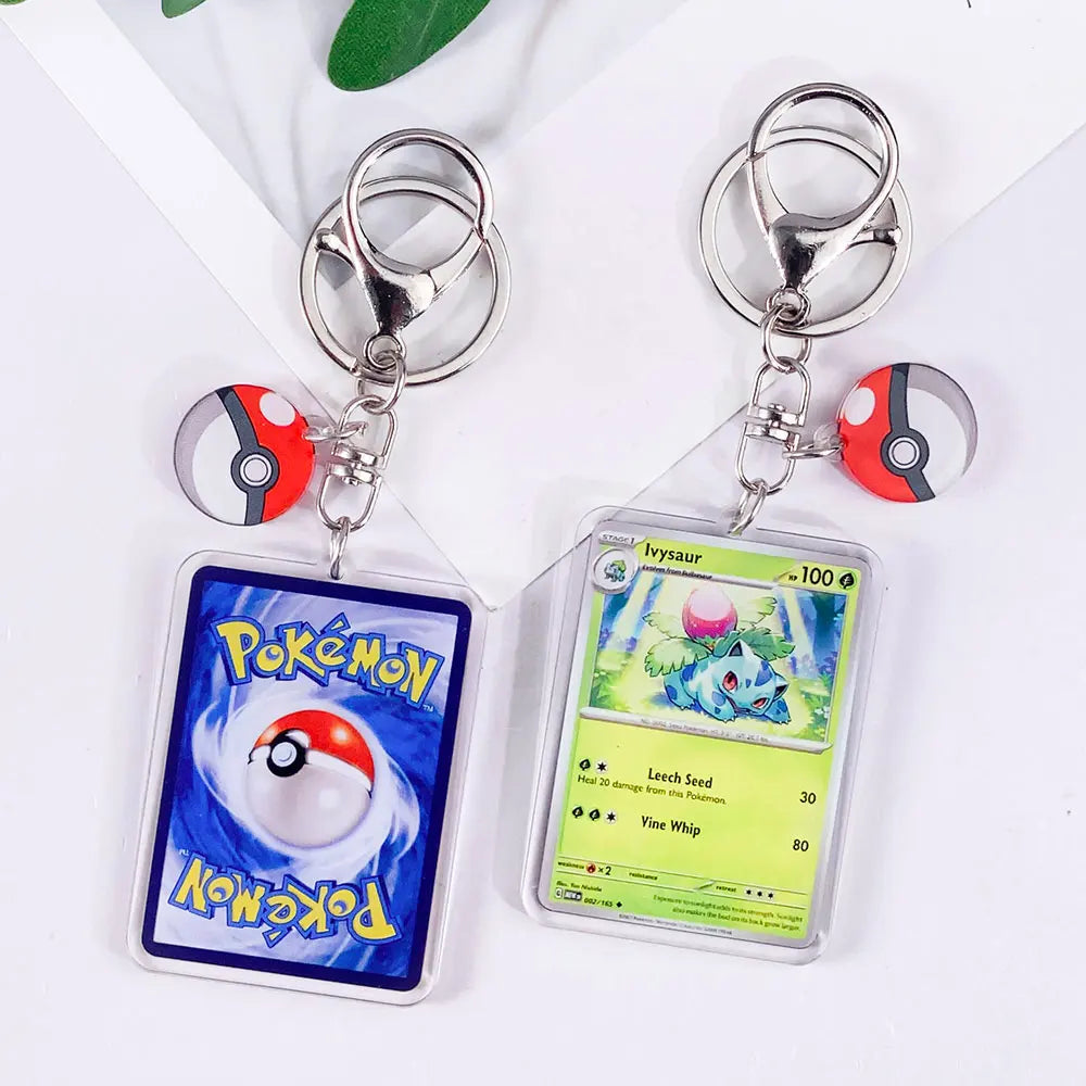 Pokémon Card Cute Acrylic Car Keychain Accessories Pikachu Charizard Gengar EeveeBag Charm Backpack Pendant Gifts For Friends