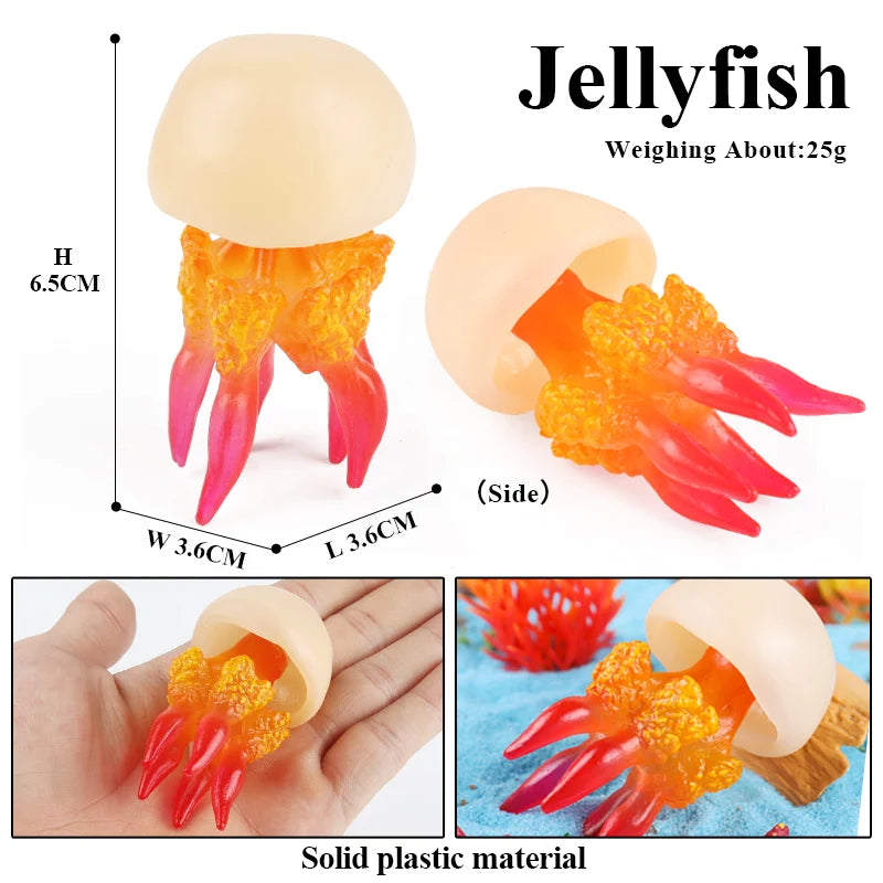 Oenux Sea Life Animals Coral Octopus Nautiloidea Crab Starfish Ocean Model Action Figures Educational Collection Toy Kid Gift