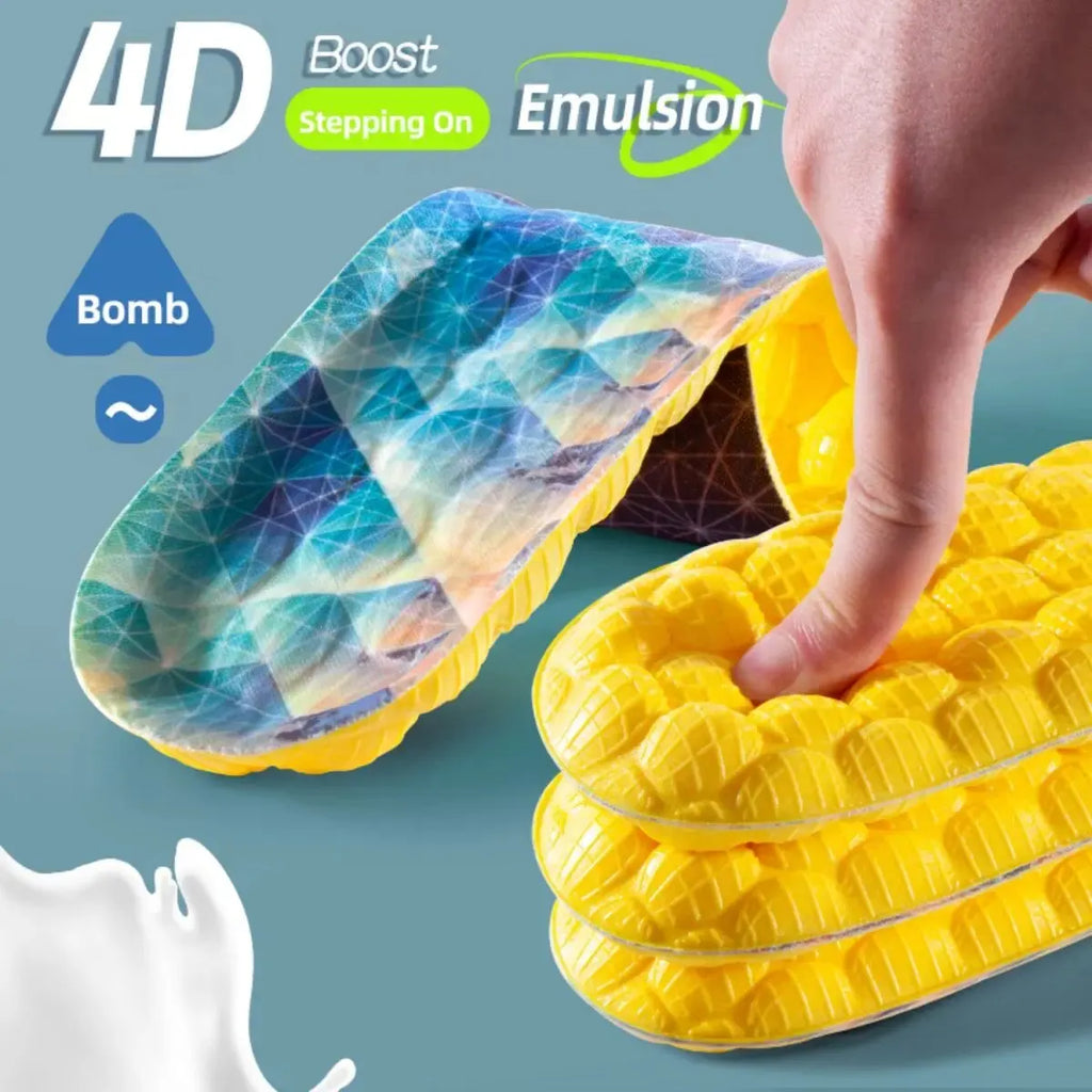 Breathe for Feet Men Running Insole1Pair 4D Cloud Technologyt High Elasticity Sports Deodorant Insoles for Shoes Yellow PU Sole