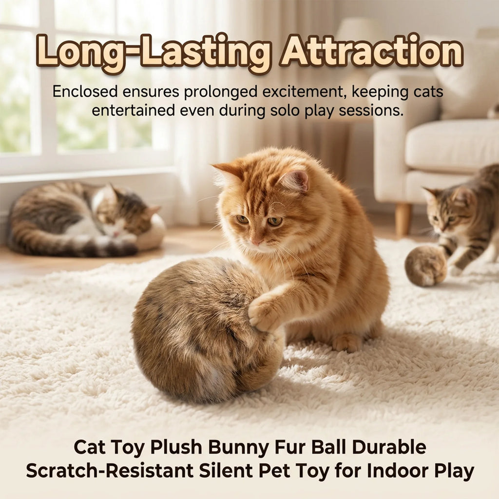 1/2/3/6pcs Rabbit Fur Ball Interactive Cat Toy Pet Product Containing Catnip Toy Ball Chasing Plush Toy Ball Cat Accessories 8cm