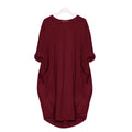 Women's summer casual fashion loose plus size solid color multi-color optional round neck long sleeved dress