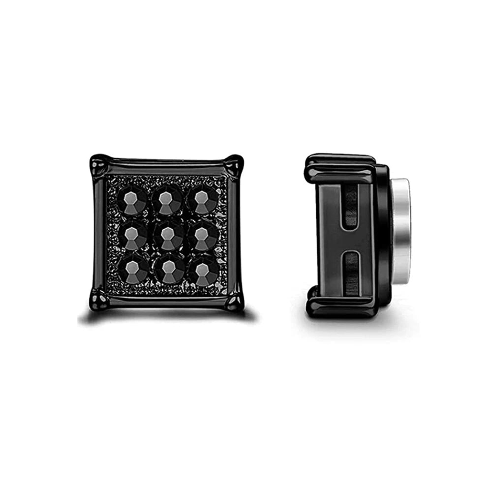 1-12 Pair Stainless Steel Magnetic Non Piercing Inlaid Cubic Zirconia Stud Earrings Clip on Hoop Earrings Set for Men Women
