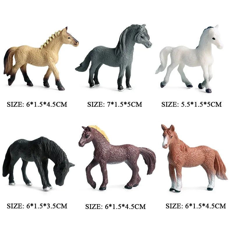 Oenux Home Decoration Equestrian Fencing Palm Trees Simulation Farm Cow Horse Animal Model Action Figures Miniature Cute Kid Toy