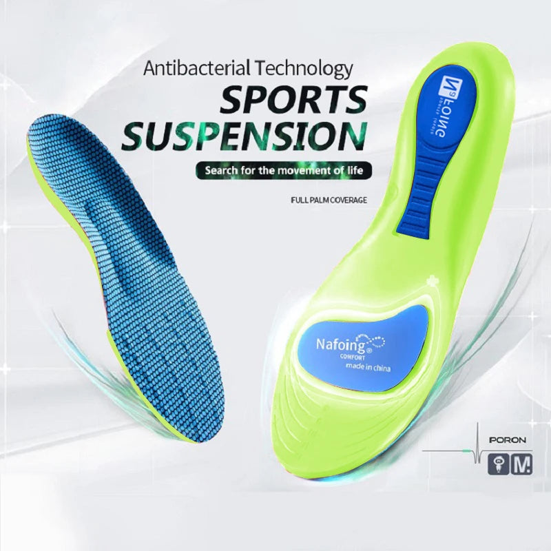 Green Orthopedic Insoles for Sport Shock-absorbing Insole for Shoes Arch Support Plantar Fasciitis Templates Pads Men Women Sole