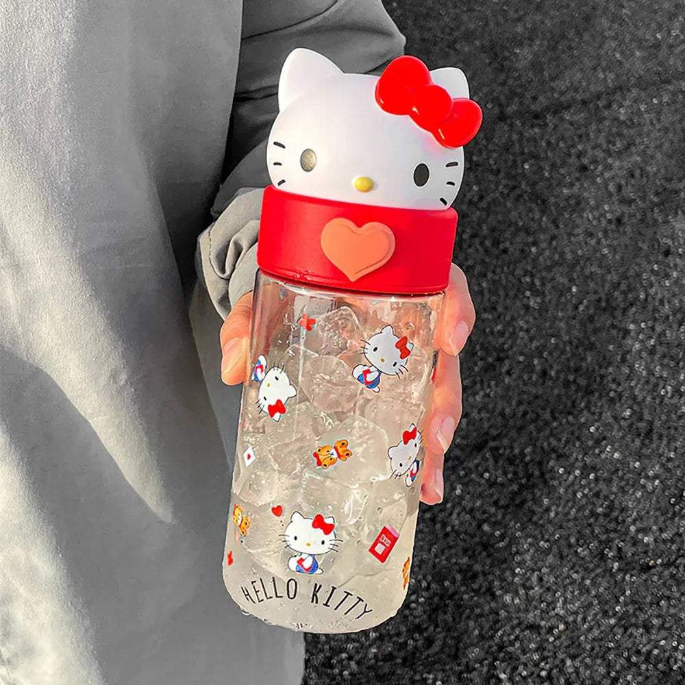 500ml Kawaii Sanrio Dolls Transparent Cup Cartoon Hello Kitty Kuromi Cinnamoroll Melody Plastic Water Bottle Gifts