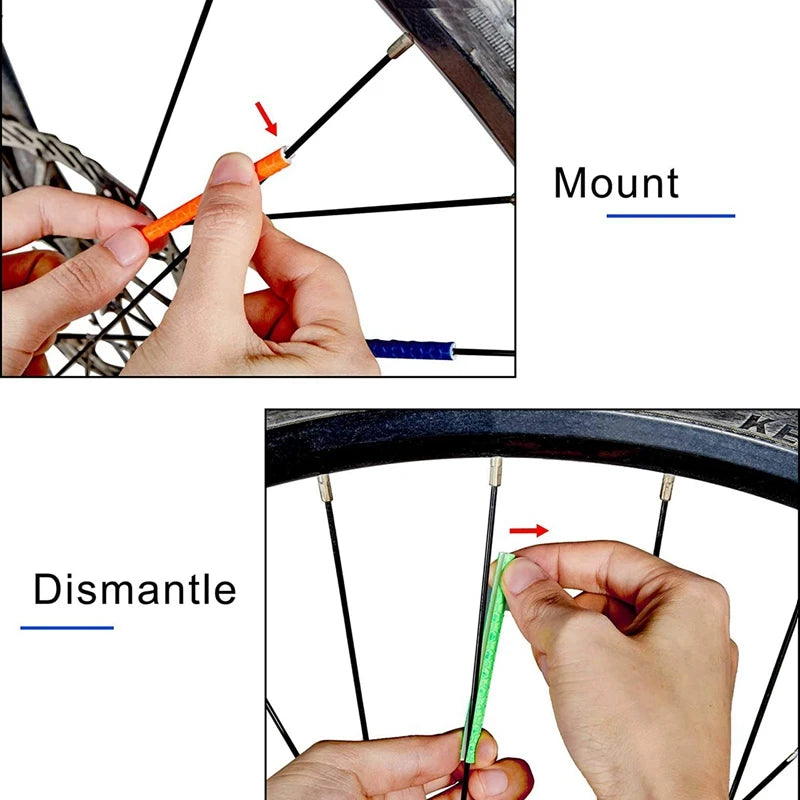12PCS/Bag Bicycle Wheel Spokes Reflective Sticker Tube Strip Warning Light DIY 7.5cm MTB Cycling Reflector Reflective Safety Kit