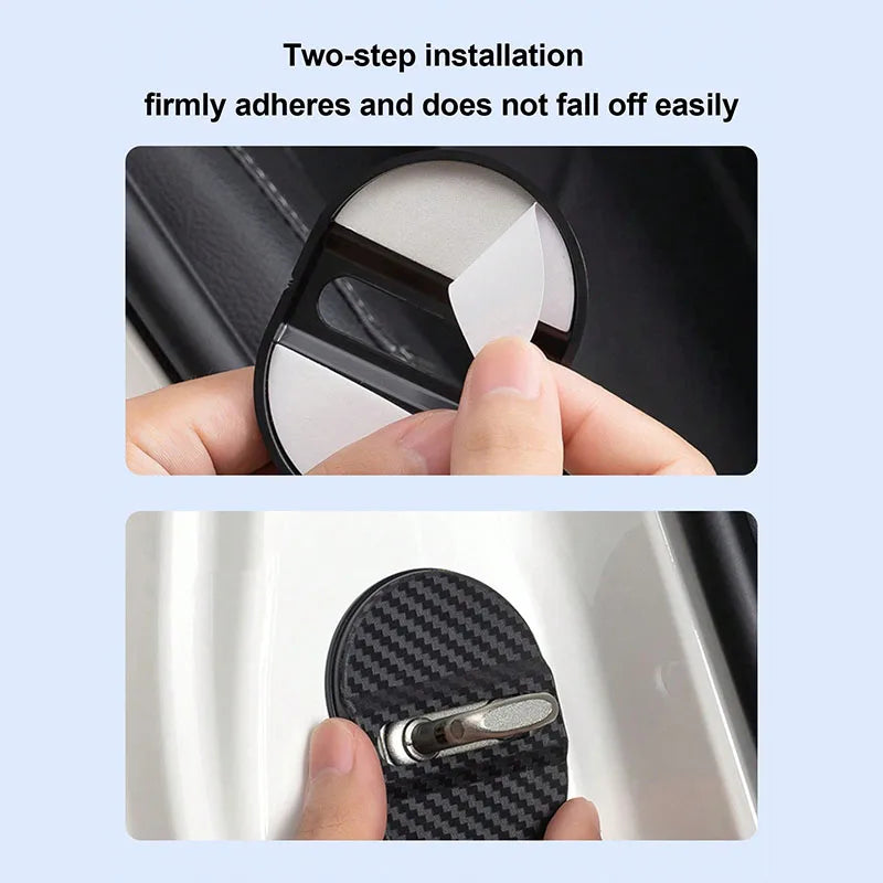 4Pcs Universal Door Lock Covers, Shock-Absorbing Noise-Reducing Waterproof Protector, Easy Stick-on for Sedan SUV