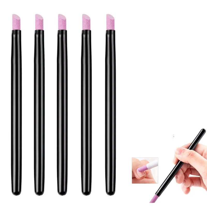 1/5PC Nails Art Quartz Grinding Pen Nail Cuticle scissors Dead Skin Remover UV Gel Polish Manicure Stick Files Accessories Tools
