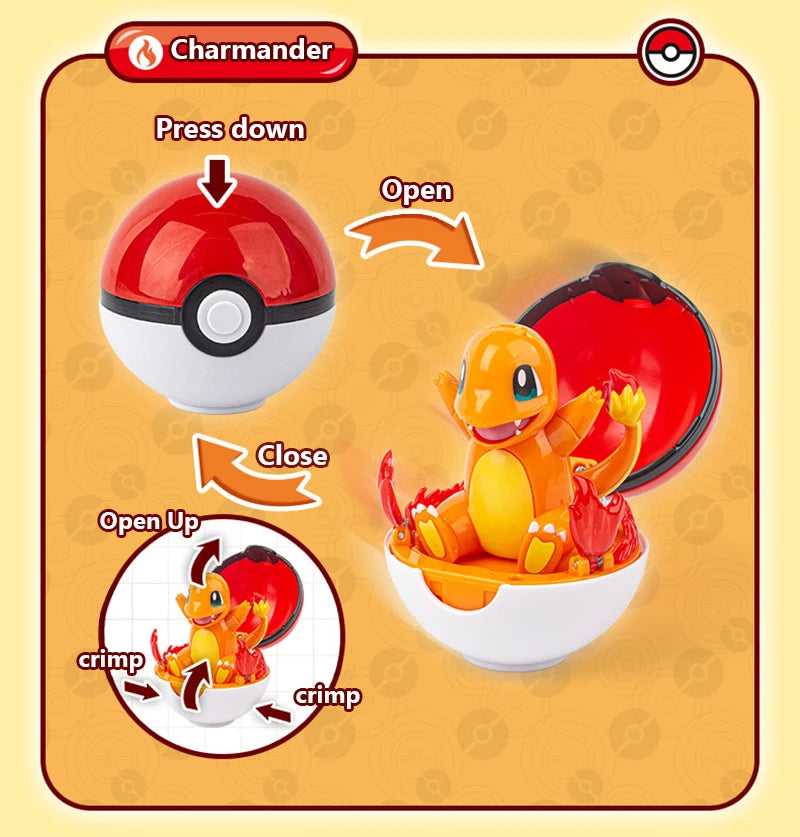 Funny Pokemon Transformation Cartoon Model Pokeball Pikachu Toys Scalable Anime Figure Dolls Model Ornaments Kids Birthday Toys