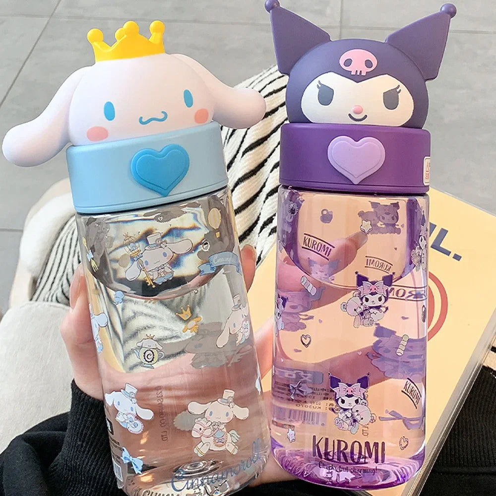 500ml Kawaii Sanrio Dolls Transparent Cup Cartoon Hello Kitty Kuromi Cinnamoroll Melody Plastic Water Bottle Gifts