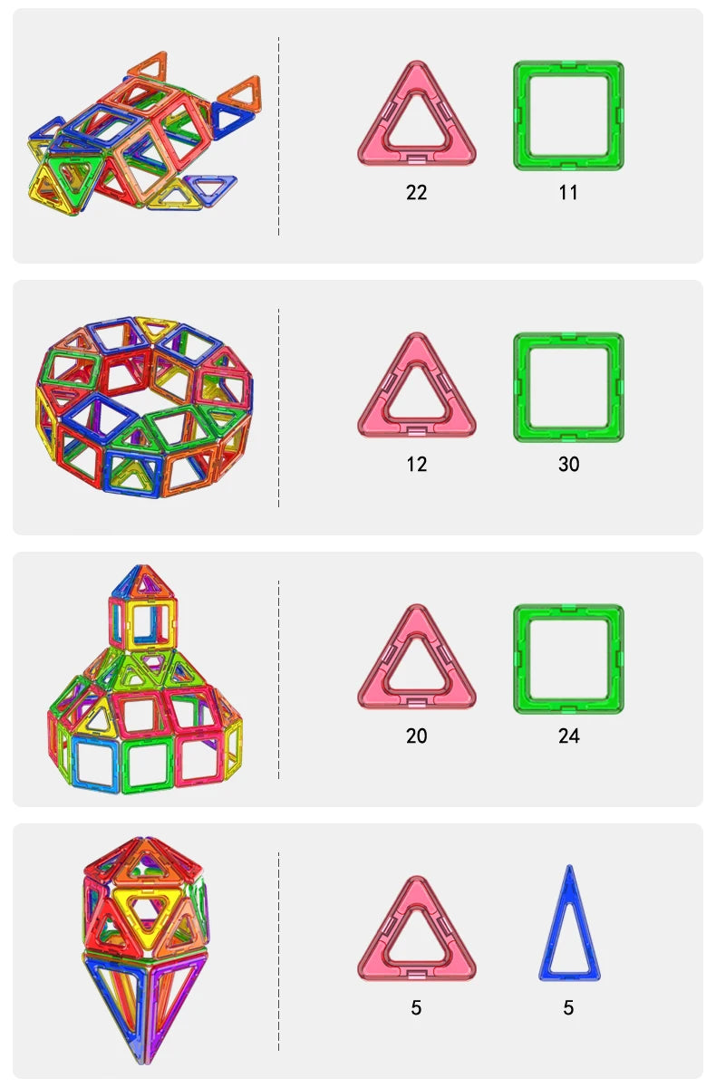 large Magnetic tiles Designer Magnet Building Blocks Accessories Educational Constructor Toys For Children Kids Girls Set Gift