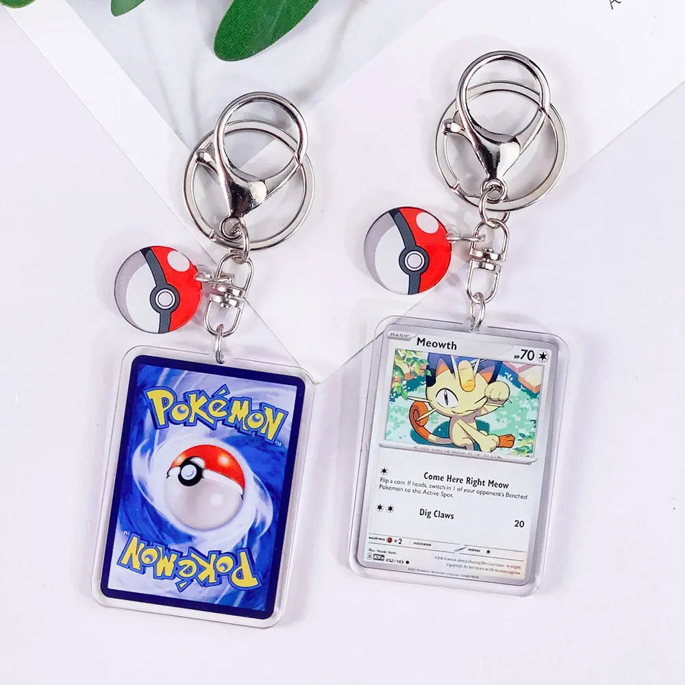 Pokémon Card Cute Acrylic Car Keychain Accessories Pikachu Charizard Gengar EeveeBag Charm Backpack Pendant Gifts For Friends
