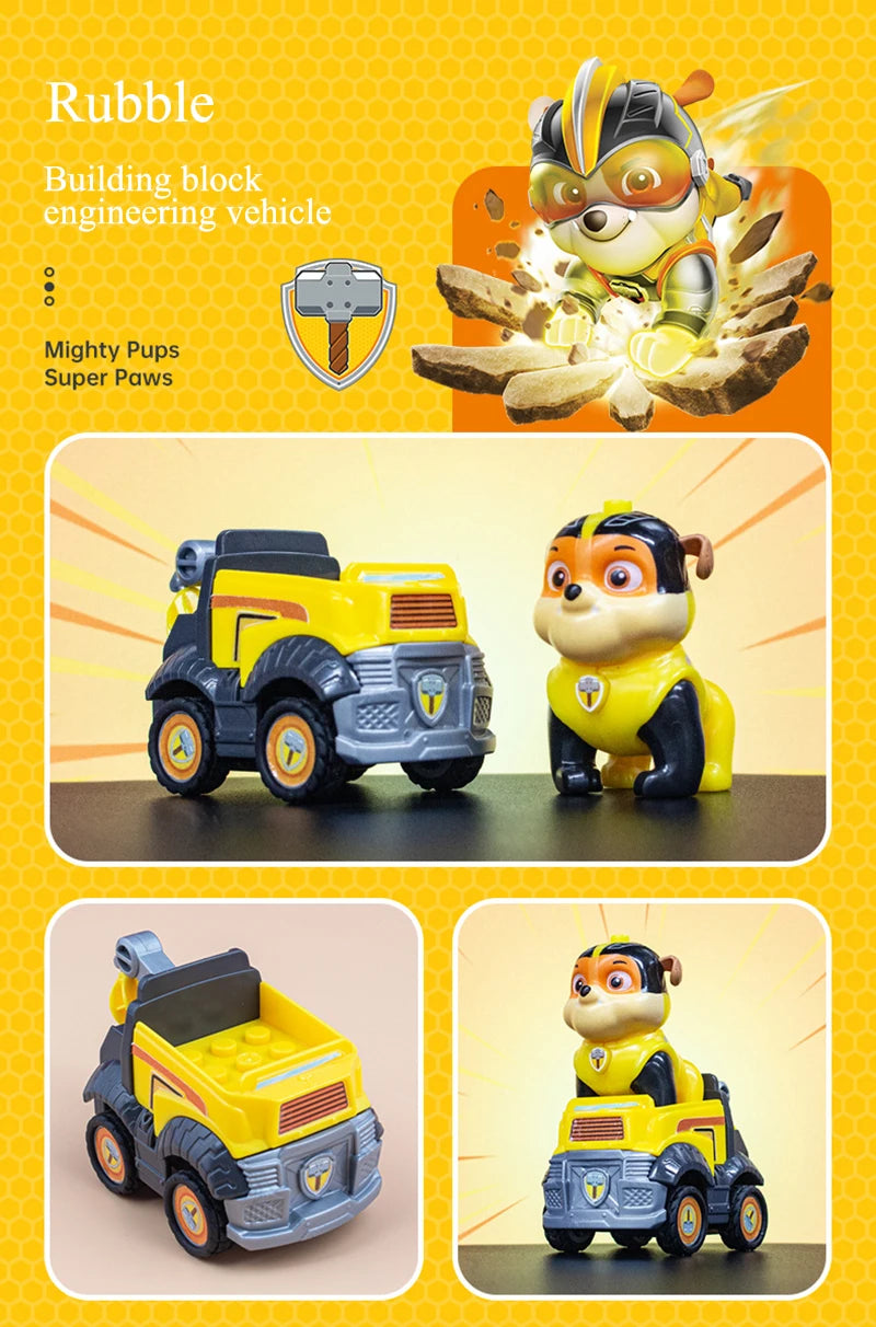 Genuine Paw Patrol PVC Cartoon Model Car 4-6cm Ryder Mashall Chase Rubble Skye Puppy Patrol Toys Figure Children Christmas Gifts