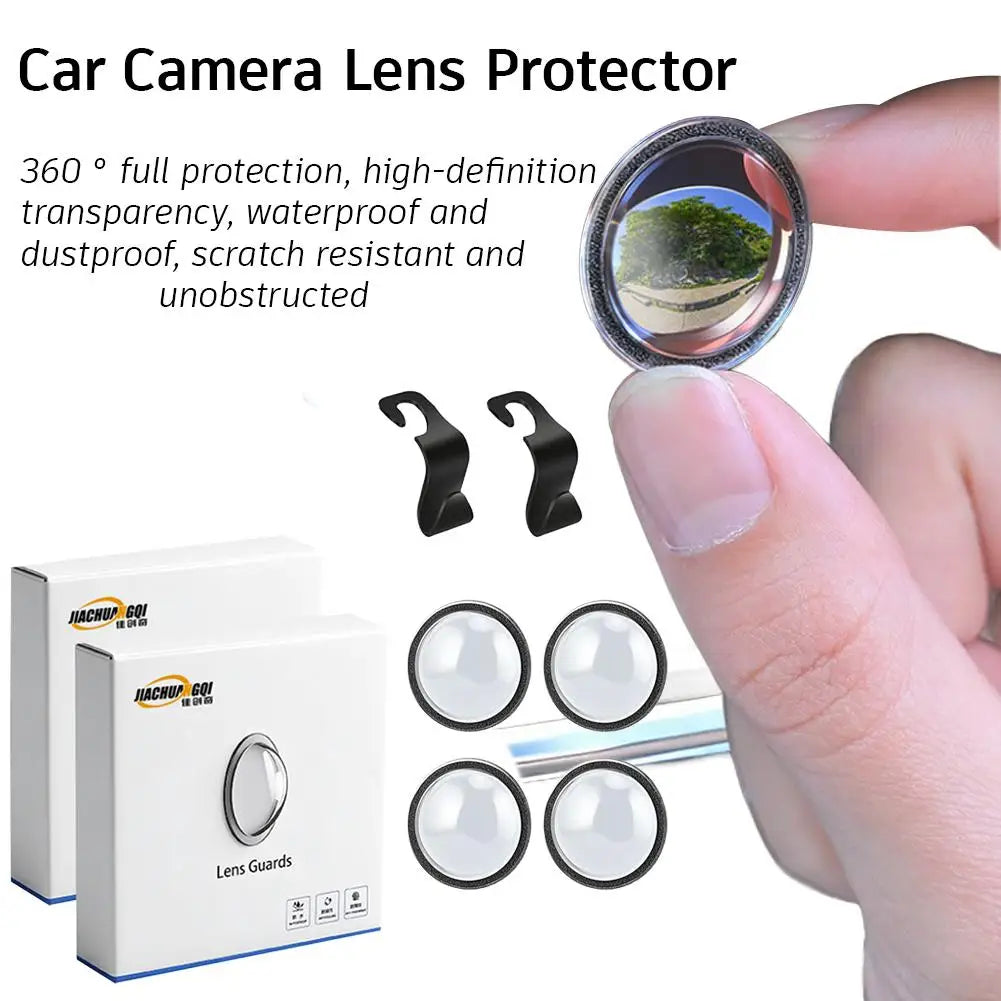 4pcs Car Camera Protective Cover With 2pcs Car Hooks Front Bumper Camera Anti-Scratch Shield Lens Guard PC Protective Cover Kits