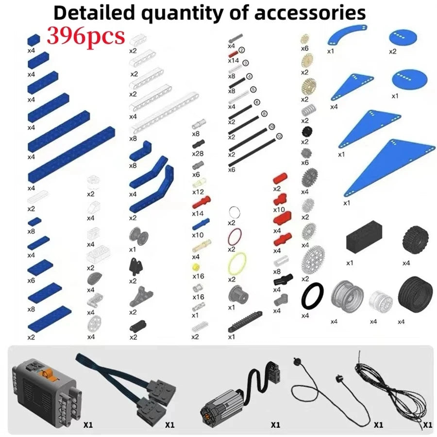 [Motor+Battery Box] 9686 Technology Building Block Set Gear Transmission Principle Model Children's Puzzle Toy Building Blocks