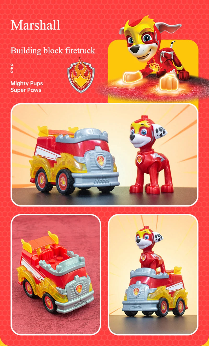 Genuine Paw Patrol PVC Cartoon Model Car 4-6cm Ryder Mashall Chase Rubble Skye Puppy Patrol Toys Figure Children Christmas Gifts