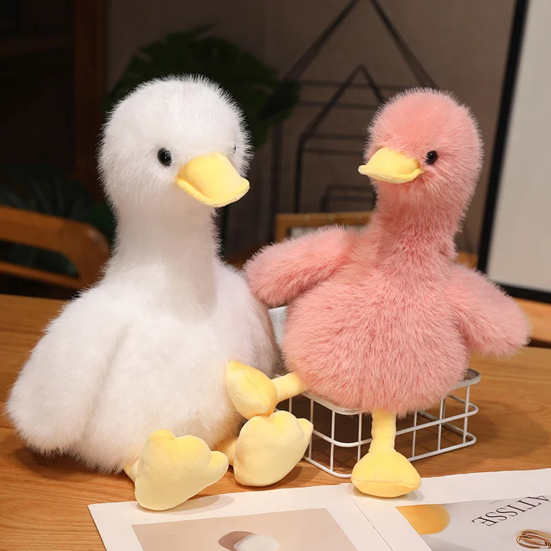 Kawaii Simulation Yellow Duck Plush Toy White Pink Black Long Hair Duck Plush Doll for Boys And Girls To Accompany Sleeping Gift