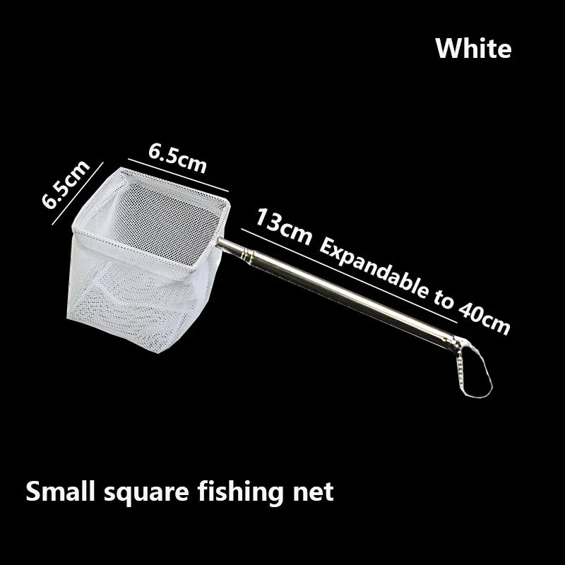 Aquarium Square Fishing Net With Suction Cup Extendable Long Handle Fishing Gear For Catching Fish Shrimp Tank Clean Accessories