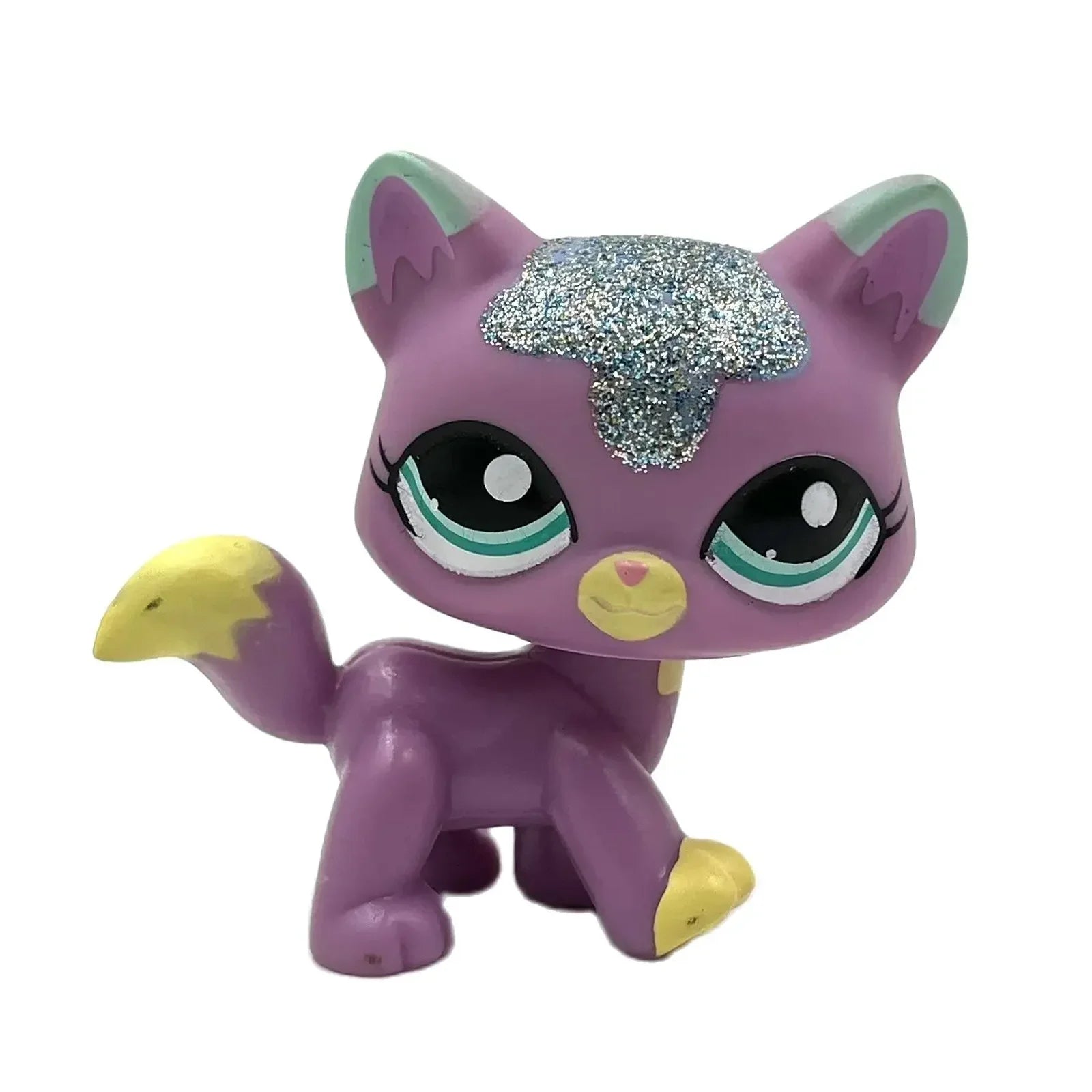 Rare pet Bobble head toy Stands Short Hair Kitten with Mouse and necklace Old Animal Collection toy lps