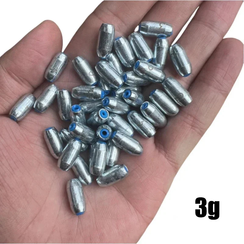 10pcs/Lot Alloy Hollow Olive Fishing Sinkers 3g/4g/5g/6g/7g/8g/9g/10g/12g/15g Carbon Steel Fishing Weights Fishing Accessories