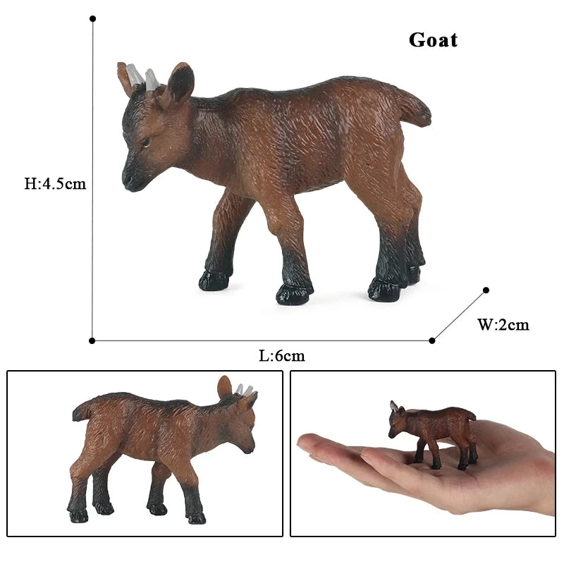 Oenux Classic Farm Animal Simulation Sheep Goat Argali Antelope Model Action Figure Poultry Figurines Cute Toy For Kid Gift