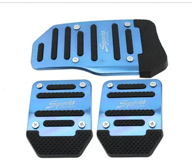 Aluminum Car Pedal Cover Set  Automatic Manual Transmission Gas Foot Covers in Red Silvery, Blue - Stylish Auto Interior