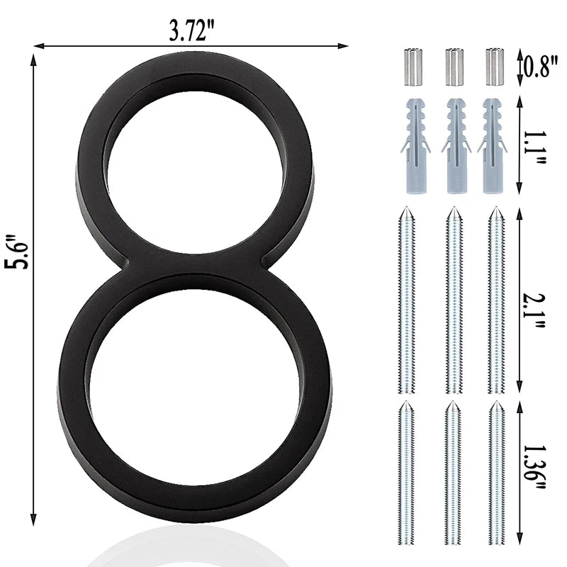 5.6inch Apartment Door Numbers Waterproof Zinc Alloy Street Mailbox Home Address Signs Black Modern House Floating Plate Digit