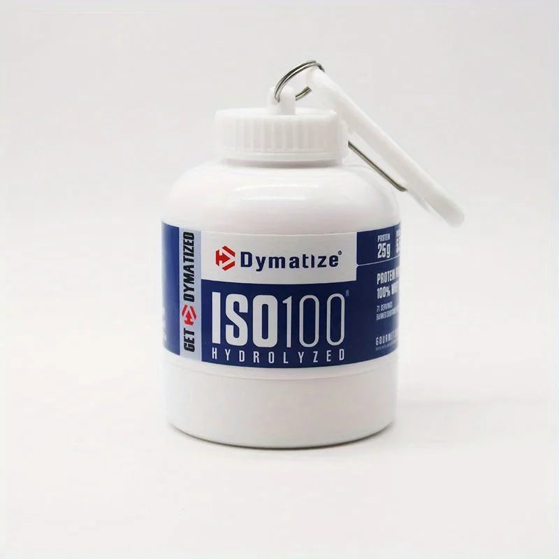 1pc Portable 100ML Keychain Powder Container, Outdoor Sport Whey Protein Holder, Mini Funnel Cup, Multi‑Function Storage Box