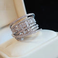 New Bling Cubic Zirconia Wedding Ring for Women Geometric Square Band Design Luxury Fashion Female Rings Party Jewelry Gift