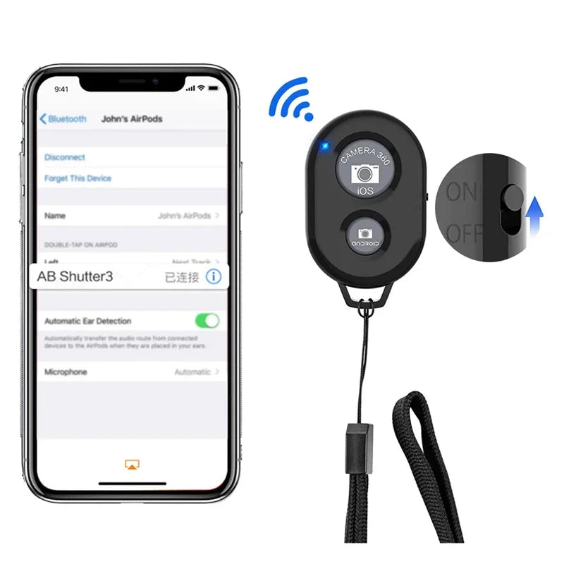 Bluetooth Camera Remote for Smartphones Wireless Control Compatible with iPhone Android for Photos Videos Clicking