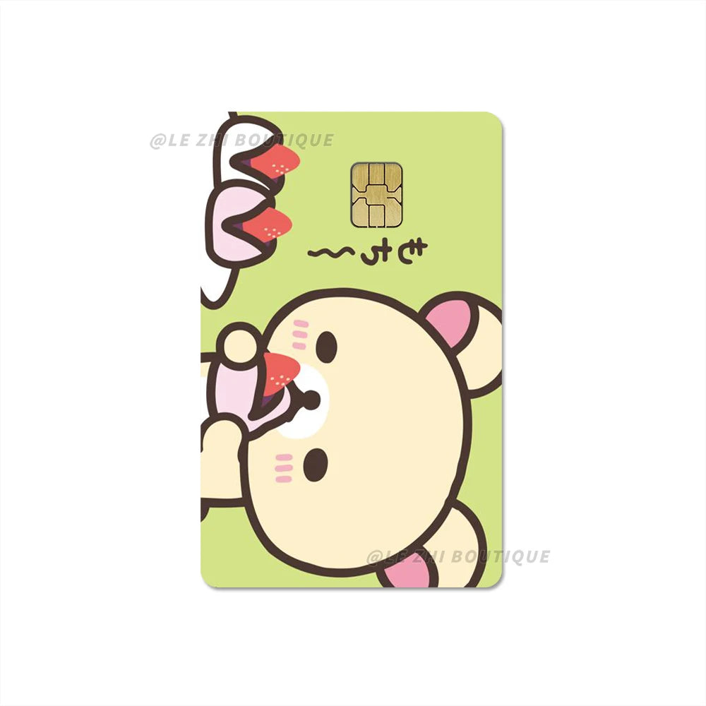Japan Anime Cute Cartoon Bear Credit Debit Card Sticker Kawaii Bus Pass Diy Waterproof Small Chip Film Sticker Decoration