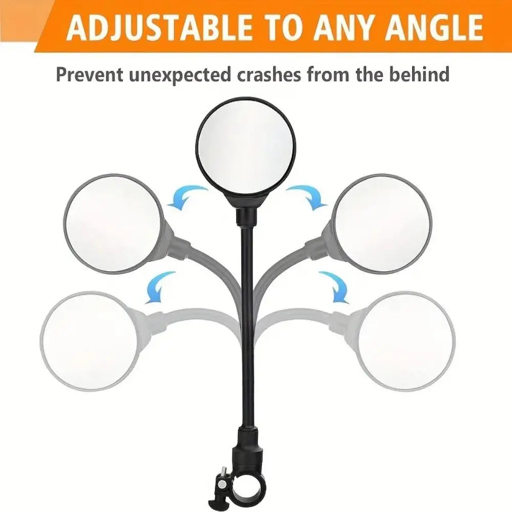 DOMEN Bicycle Rearview Handlebar Mirrors 360 Rotatable for Bike Motorcycle Bendable Hose Adjustable Wide Angle Rear View Mirror