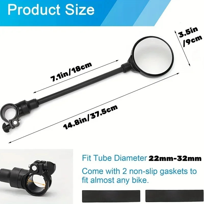 1PCS Bike Mirror Bike Handlebar Rearview Mirror Rotatable And Adjustable Wide Angle Rear View Shockproof Convex Mirror Universal