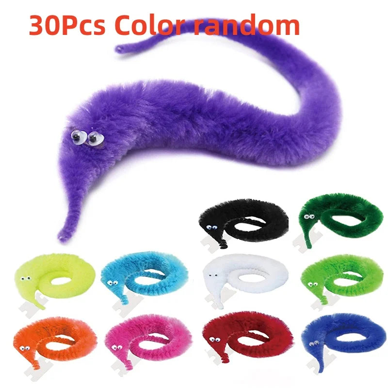 Magic Tricks Twisty Worm Magic Toys Party Favors Fuzzy Worm On A String Christmas Halloween Wizard Strange Trick Toys For Kids