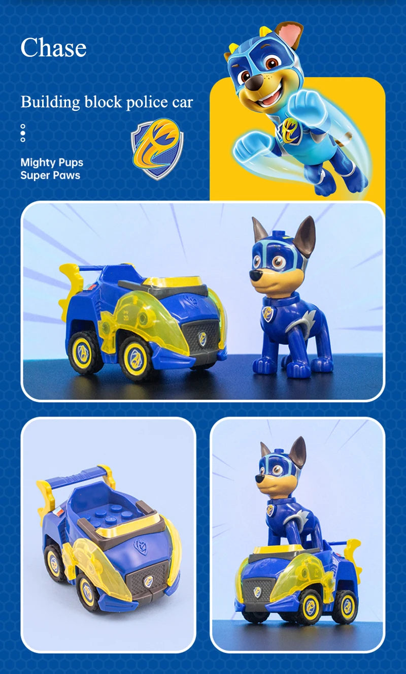 Genuine Paw Patrol PVC Cartoon Model Car 4-6cm Ryder Mashall Chase Rubble Skye Puppy Patrol Toys Figure Children Christmas Gifts