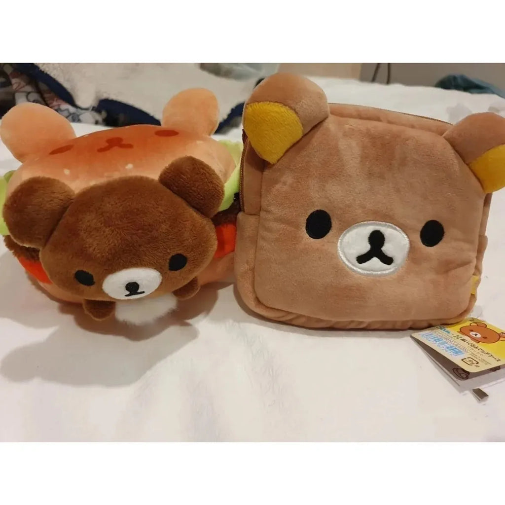 Rilakkuma Cute Makeup Organizer Storage Bag Cartoon Bear Plush Kawaii Cosmetic Cosmetic Bags Vanity Beauty Case Cute Pencil Case