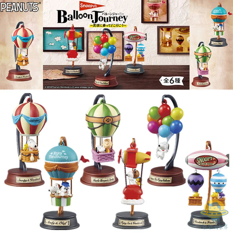Anime Snoopy Action Figures Hot Air Balloon Blind Box Toy Model Collection Desktop Ornament Children's Birthday Gifts