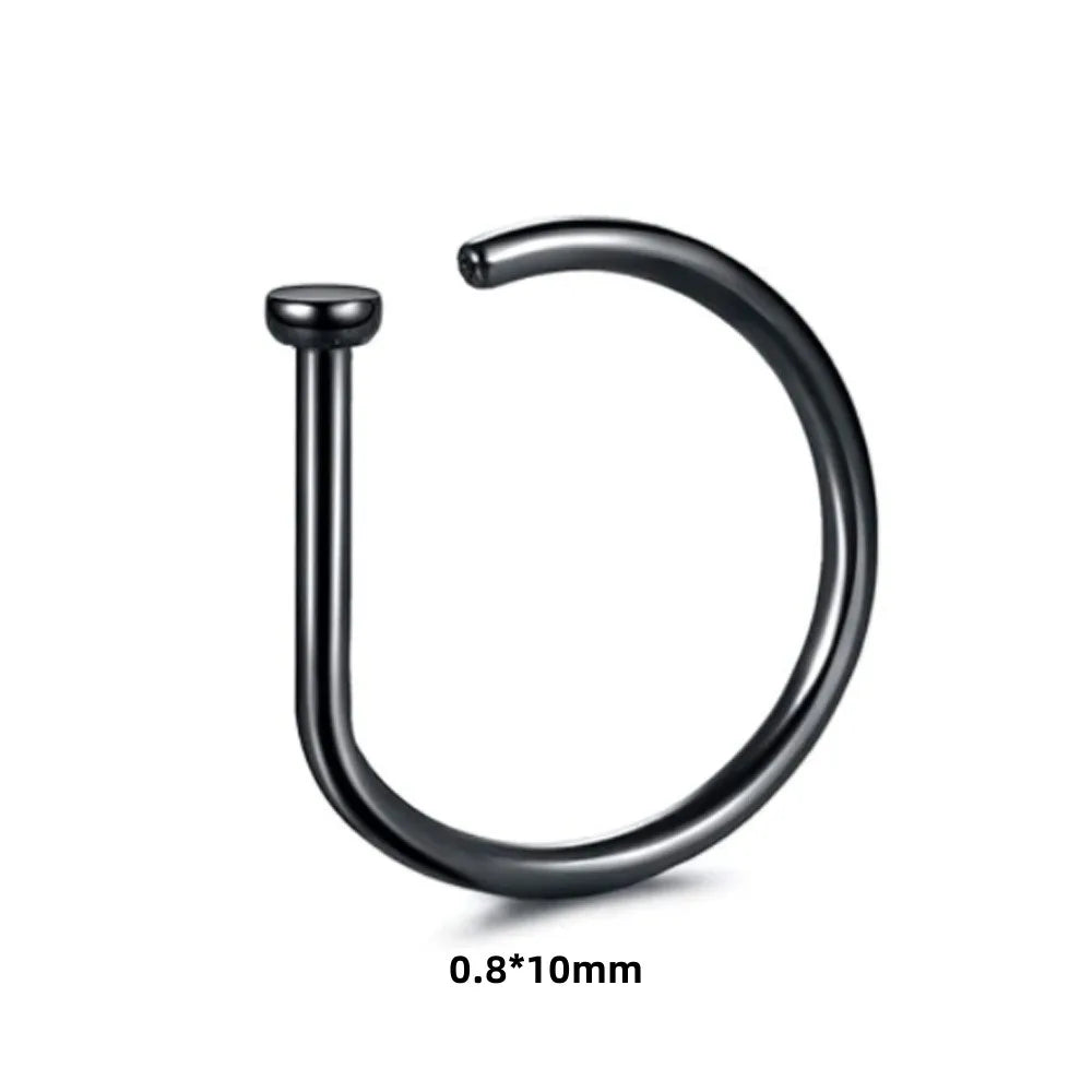 New Curved Barbells Fake Nose Piercing D Shaped Tragus Helix Stud Earring Hoop Septum Stainless Steel Ring Nostril Body Jewelry