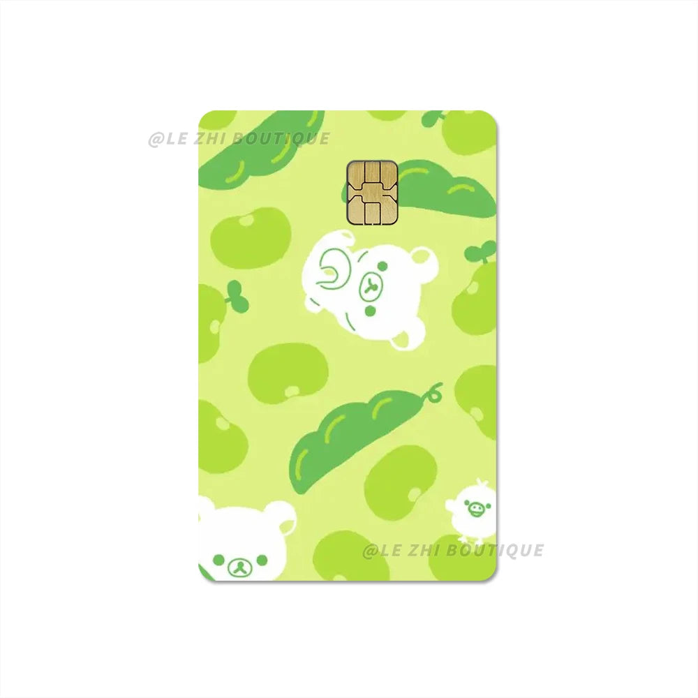 Japan Anime Cute Cartoon Bear Credit Debit Card Sticker Kawaii Bus Pass Diy Waterproof Small Chip Film Sticker Decoration