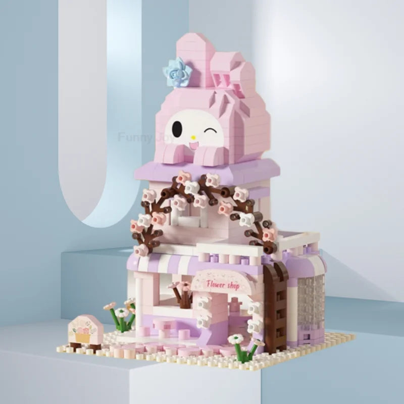 Cartoon Anime Hello Kitty Blocks Kuromi My Melody Cinnamoroll Mouse Building Blocks Doll Toy Kids Birthday Gift