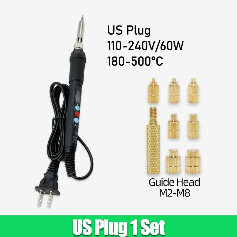 Threaded Brass Insert Nut 3d Printing Tool M2 M3 M4 M5 Heat Set Insertion Soldering Iron Kit Hot Melt Knurled Nut for Plastic PC