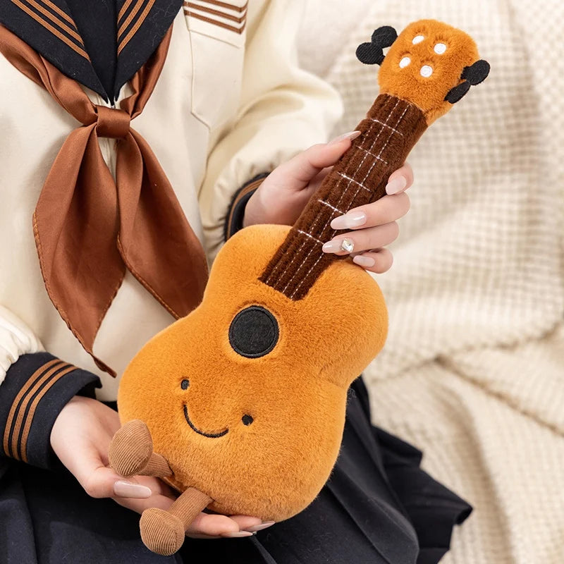 Cute Musical Plush Toy Soft Violin 30cm Guitar Pipa Tuning Fork Note Stuffed Doll Instrument Gift for Kid Music Lover Home Decor