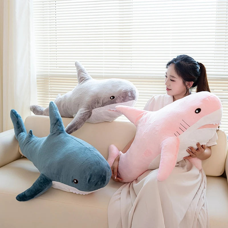 100cm Cartoon Hot Sell Soft Rainbow Shark Plush Doll Pillow Sea Creatures Colorful Shark Plush Toy Warm Hug For Boys Girls Gifts