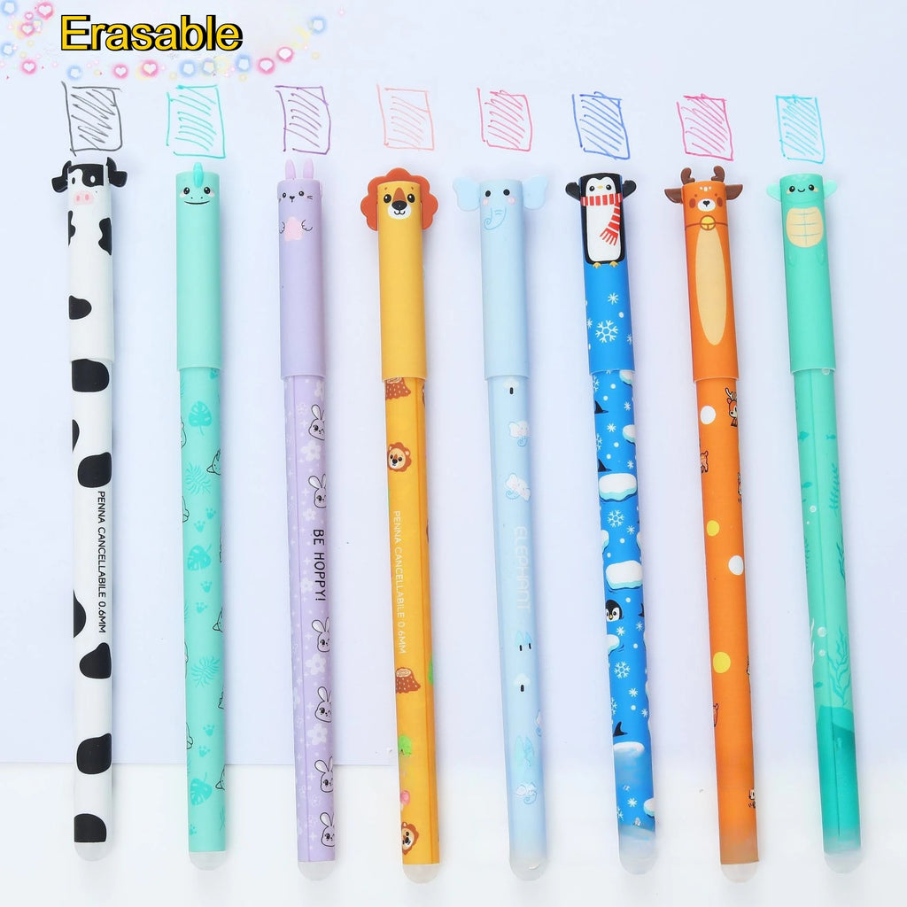 8/16pcs Animal-Shaped Erasable Pens for Journaling, Writing, Office Supplies, Gift Ideas, Office Stationery, Cute Writing Tools