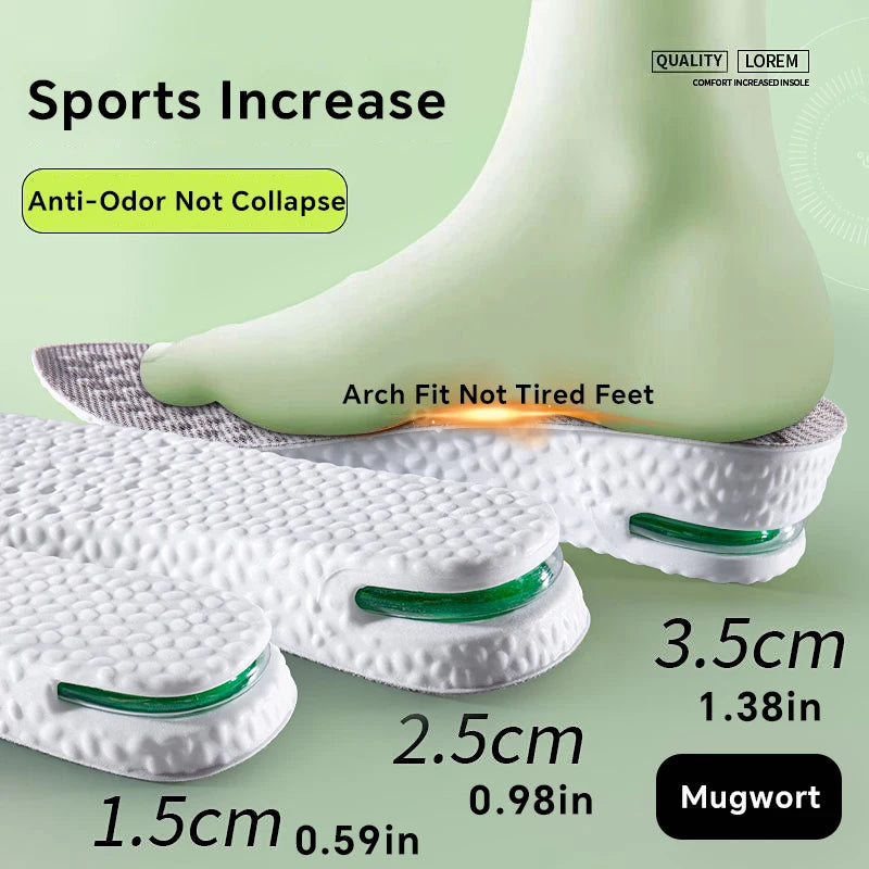 1Pair Height Increase Insole for Feet Sports Air Insoles Comfort Plantar Fasciitis Shoes Inserts Shock Absorbing Shoe Pads